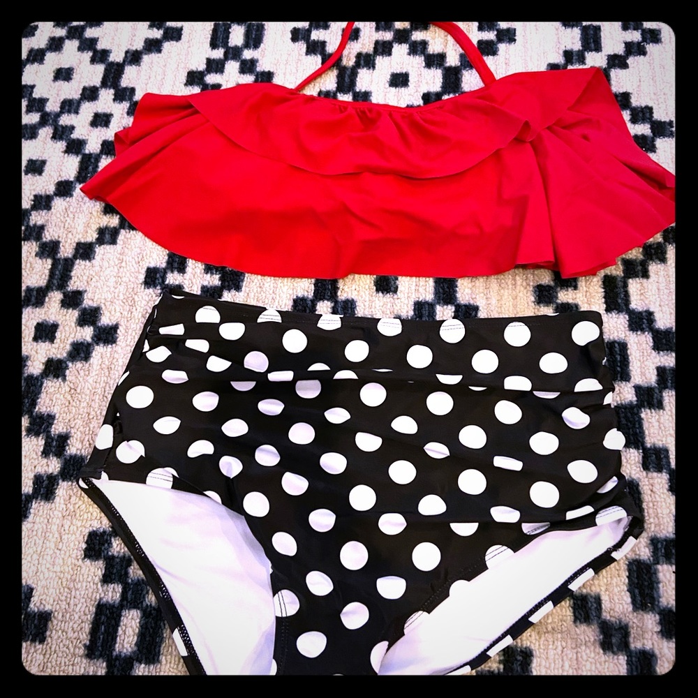 Red and Polka Dot Bathing Suit- New in Package.